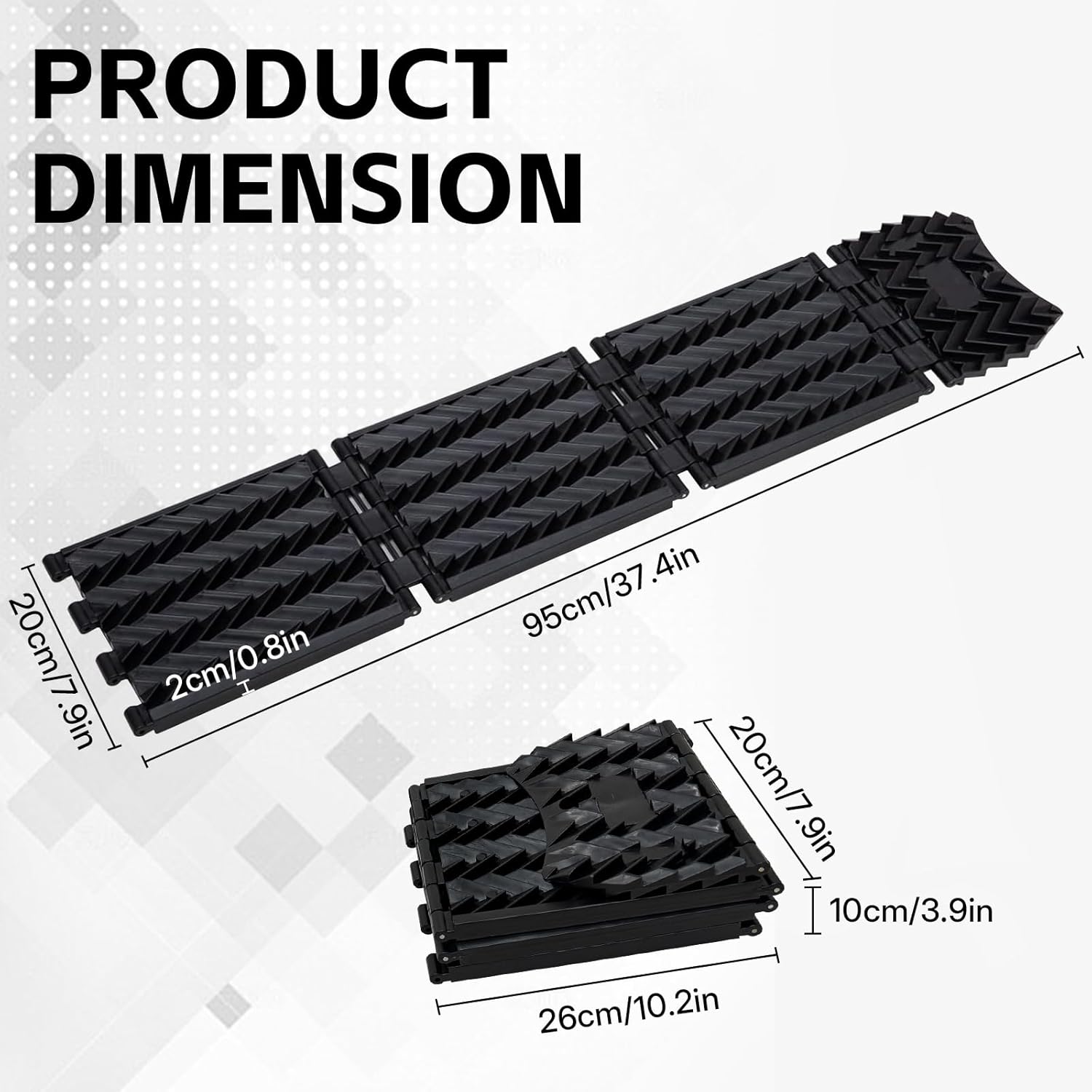 JUST-V Tire Traction Pad Foldable Mats, Portable Recovery Track Boards for Off Road 4X4 Snow, Ice, Sand,Emergency Tire Devices for Cars, Trucks, Small SUVs 2 Pack