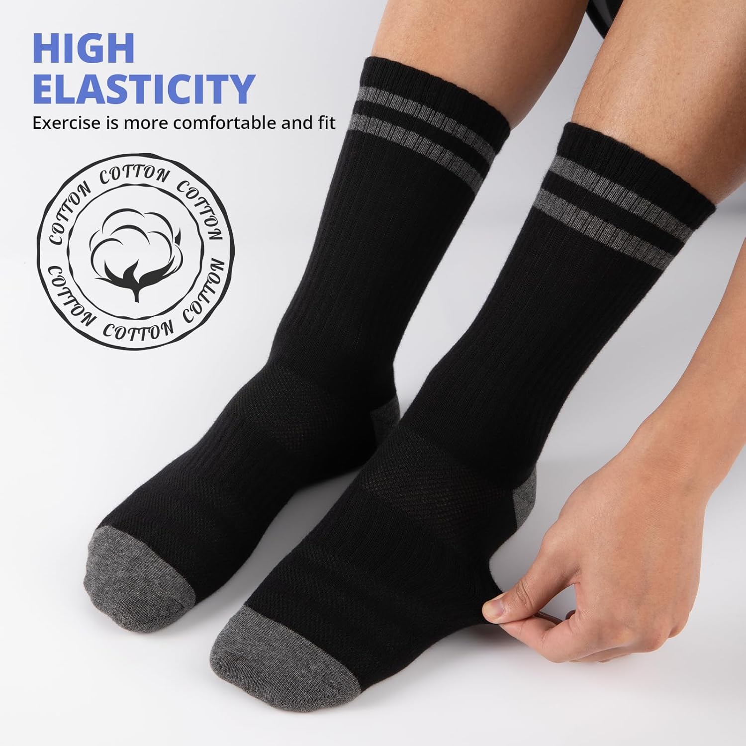 COOVAN 6 Pairs Mens Crew Socks Work Cotton Athletic Running Thin Socks Casual Breathable Boot Lightweight Socks for Men - Image 2