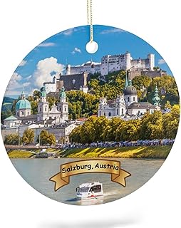 Salzburg Austria Christmas Ornament Porcelain Double-Sided Ceramic Ornament,2.9 Inches