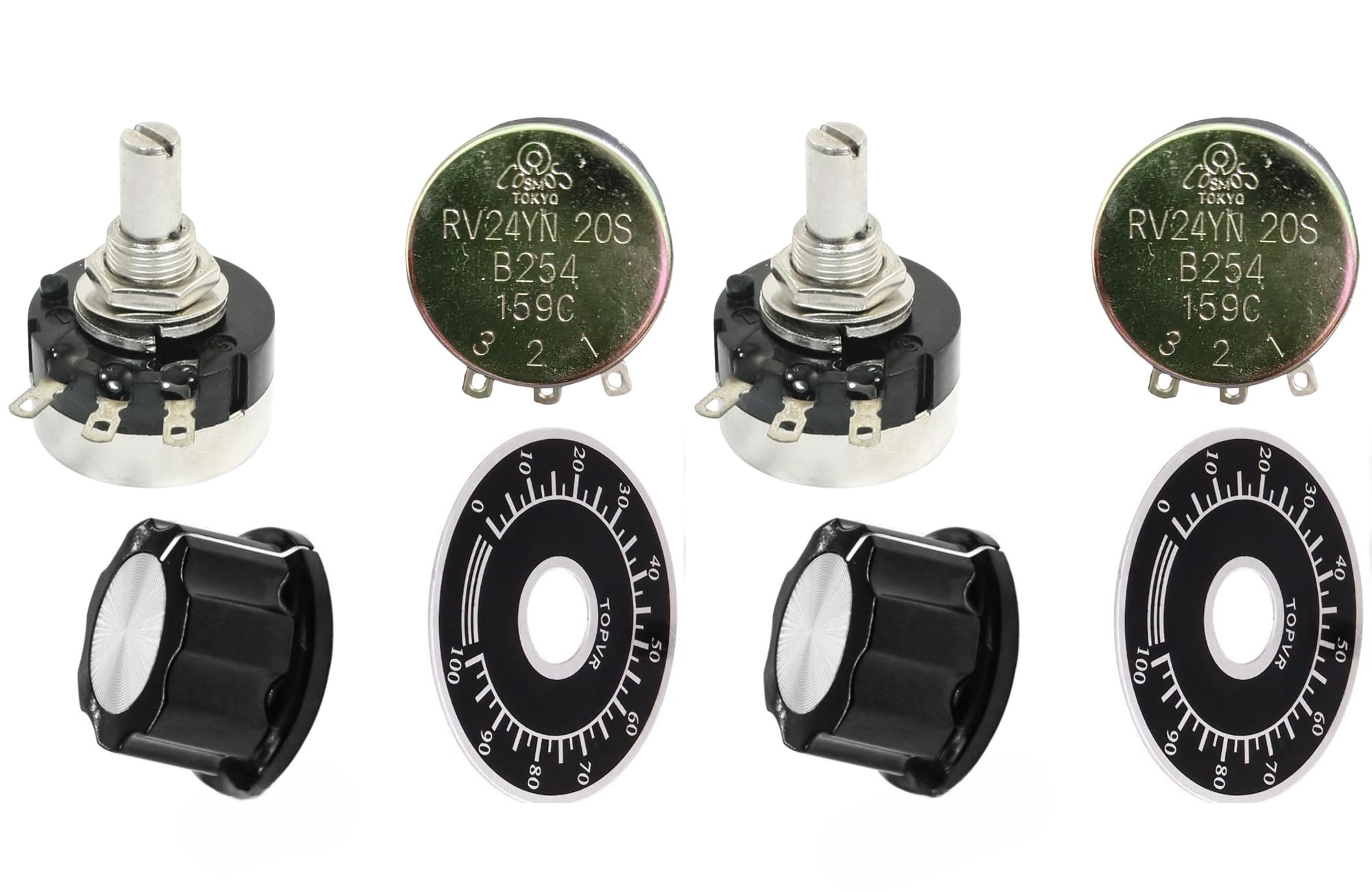 2 Sets of B254 B 250k Ohm RV24YN20S Potentiometer with Dial plate & A-03 knob-image-34