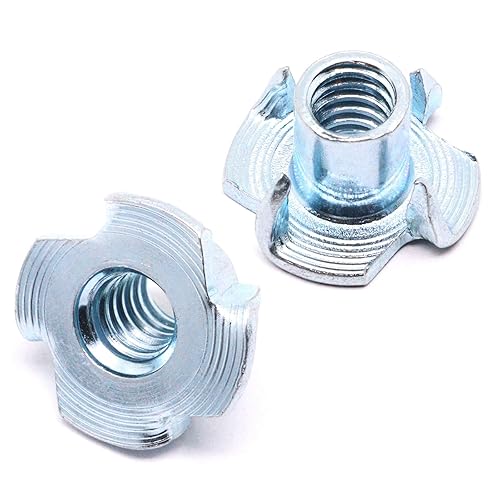 Miniatura 16 de T Nuts M10 50 piezas de insertos roscados, tuercas en T, tuerca en T de acero galvanizado de 4 puntas para madera, escalada en roca sostiene