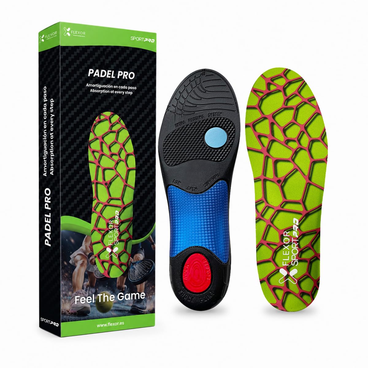 Plantille da Tennis/Paddle PRO | Supporto ad arco stabilizzante che allevia i dolori | Previene le lesioni | Comode e adattabili a ogni piede | Assorbono il sudore | Flexor (43/44)