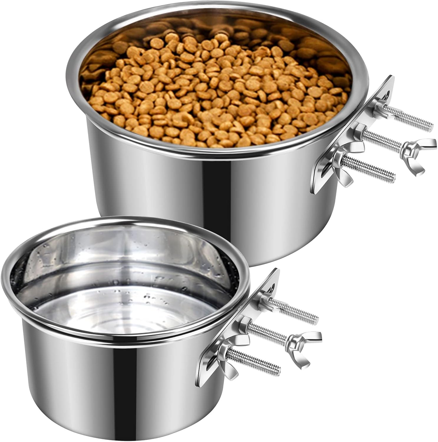 Dog Crate Water Bowl No Spill,2 Pack Stainless Steel