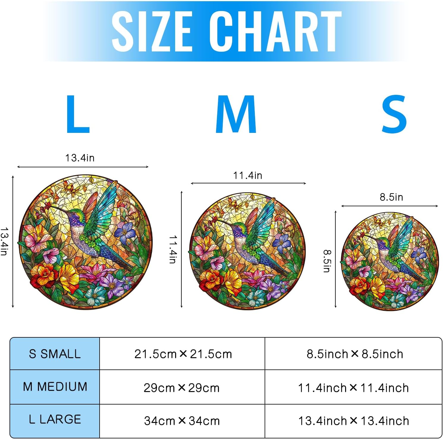 Wooden Puzzle for Adults, Stained Glass Hummingbird Puzzle, Unique Animal Shape Puzzles, Wooden Jigsaw Puzzles for Adults, Thanksgiving for Family Friend (M-11.4 * 11.4in - 200psc)