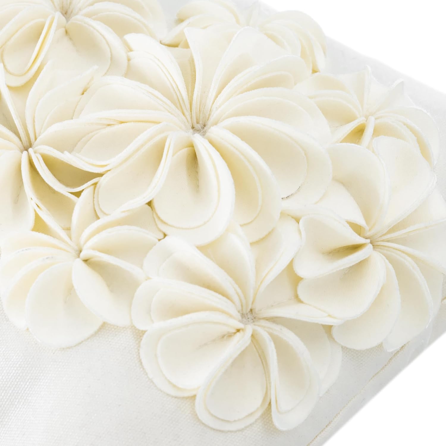 KINGROSE 3D Handmade Flowers Decorative Throw Pillow Cover Solid Velvet Artistic Cushion Covers Home Decor Pillow Case for Sofa Couch Chair 12 x 20 Inches Cream Velvet