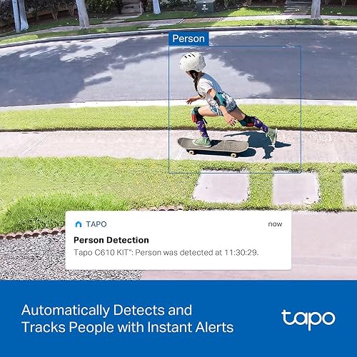 Tapo C610 Kit 2K 3MP Caméra WiFi Extérieur sans Fil avec Panneau Solaire, 360° PTZ Caméra Surveillance à Batterie 6700mAh, Détection Humaine, Vision Nocturne à Couleurs, Suivi AI, IP65 - 7