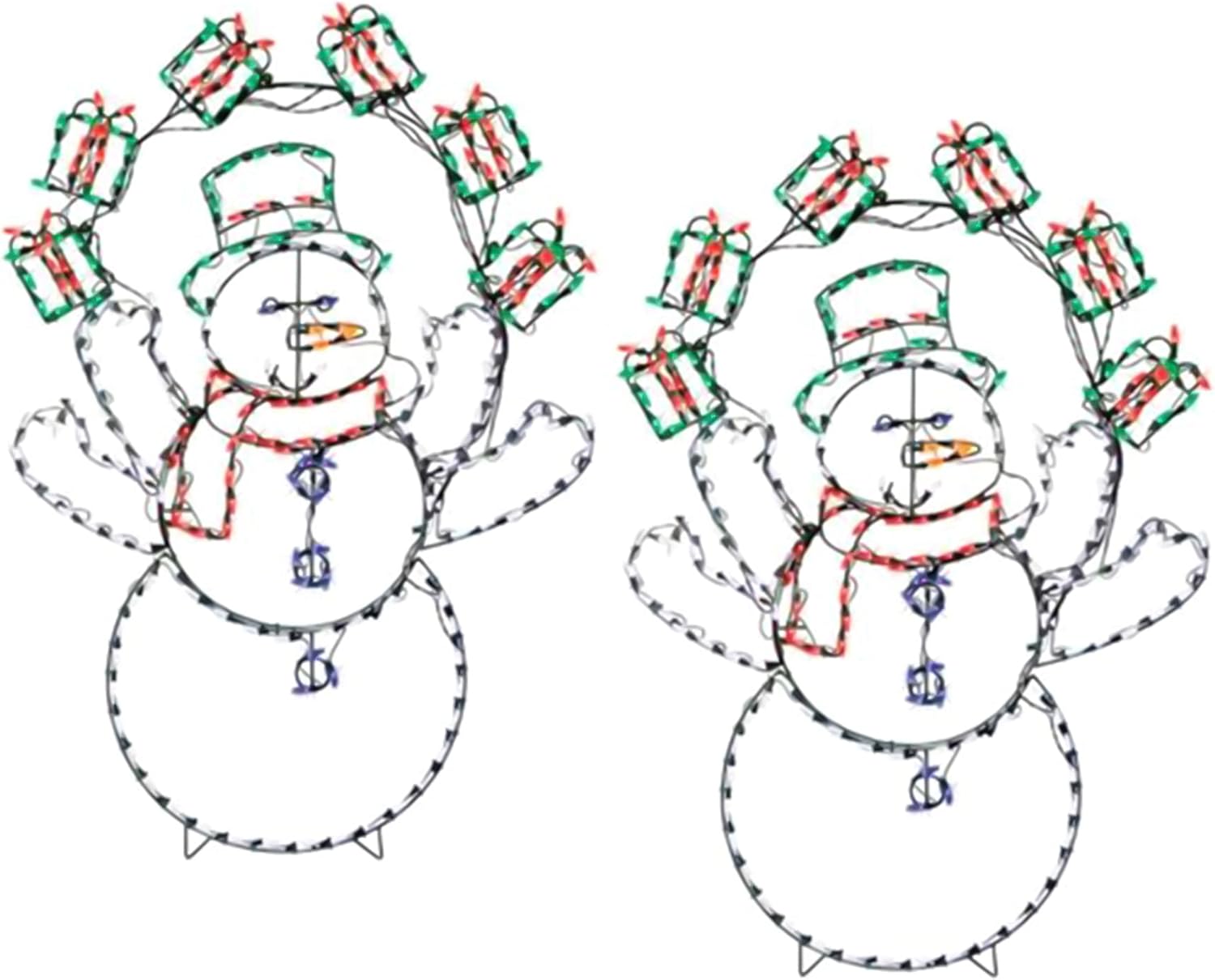 ProductWorks 2 Pack Juggling Snowman Yard Decoration, 60 Inch Indoor Outdoor LED Christmas Decor