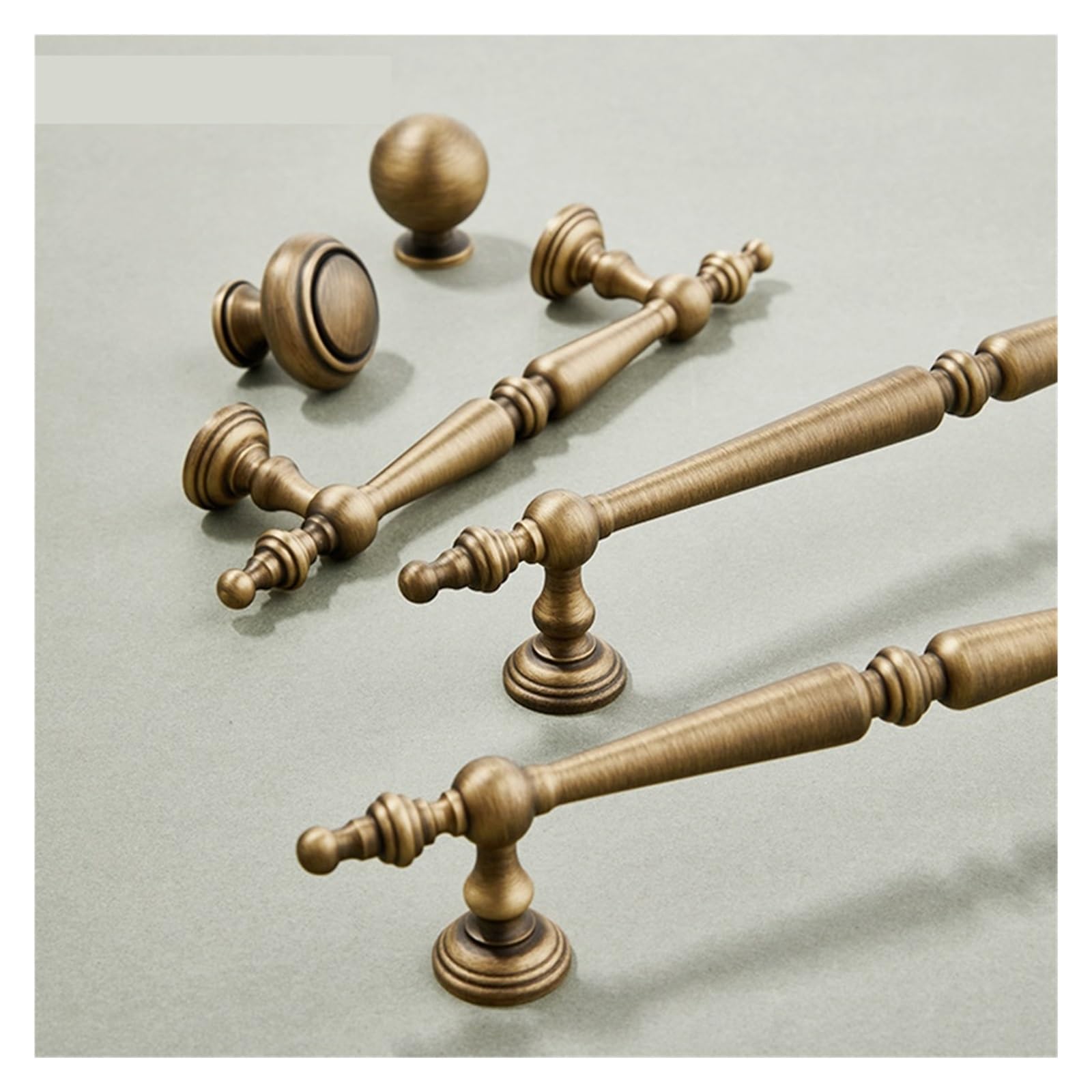16PCS Antike Messing Klassische Griff Küche Schrank Solide Pull TüRknöPfe FüR Schublade(128mm)