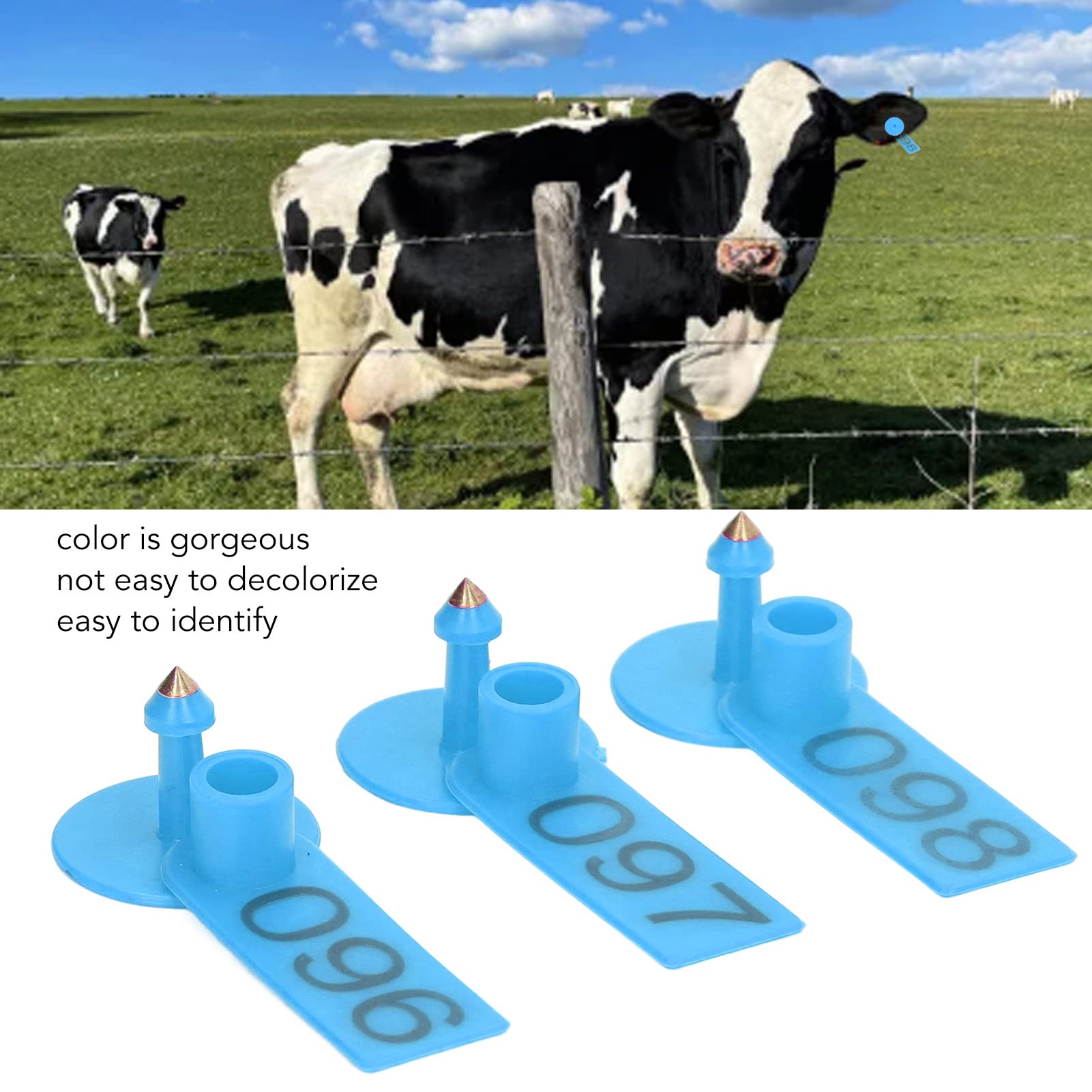 Lot De 100 Étiquettes Auriculaires Blanches Numérotées 001-100 Pour Bovins, Vaches, Cochons, Moutons Et Chèvres
