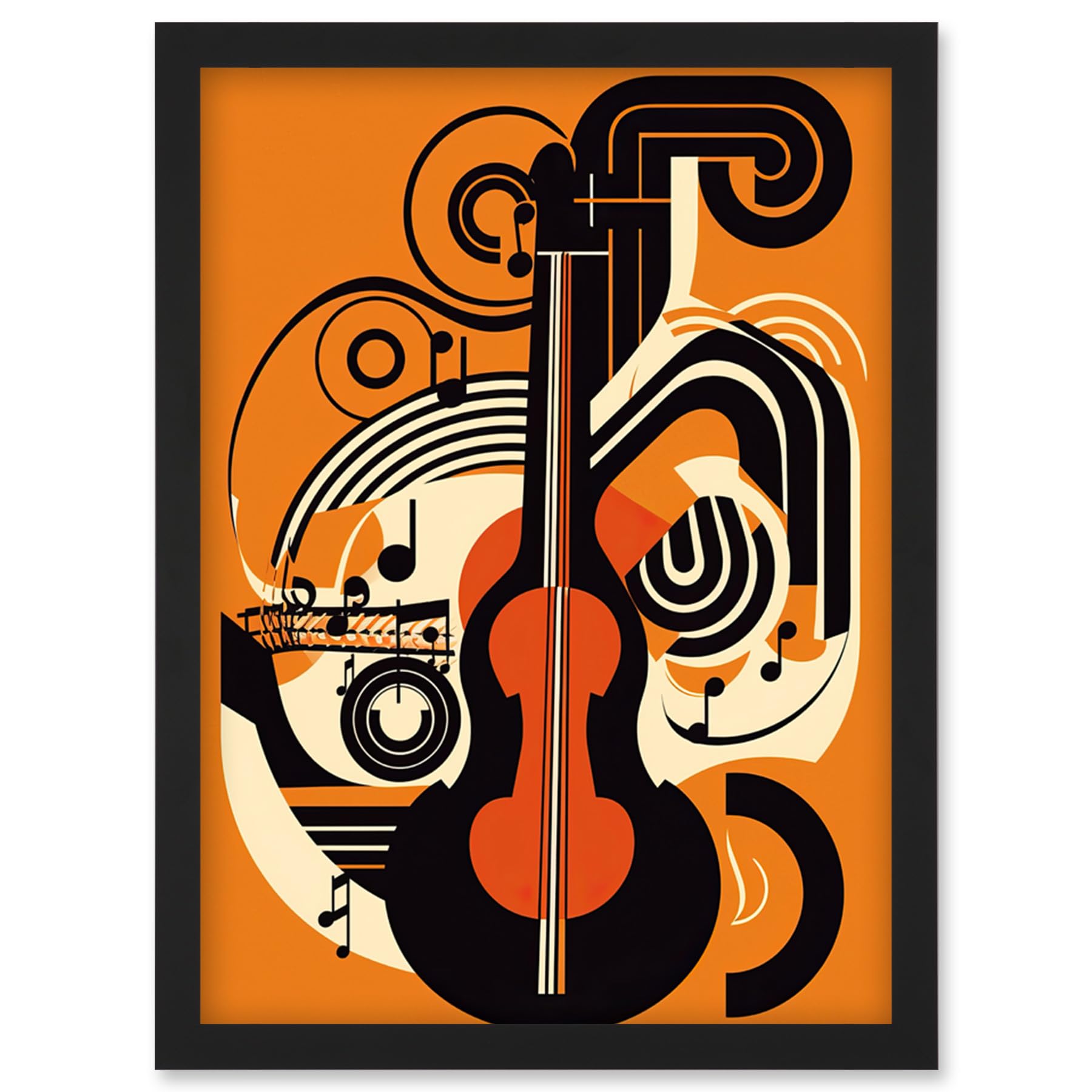 Artery8 Abstract Guitar Graphic Music Poster Illustration Artwork Framed Wall Art Print A4