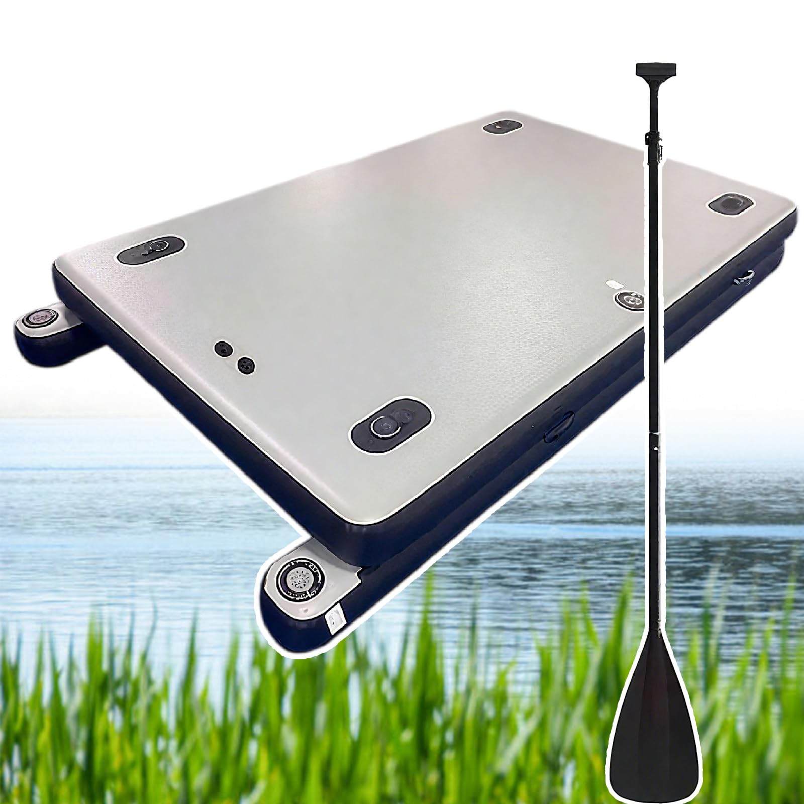Quai de pêche gonflable – Capacité de 220/380 kg | Pont en PVC épais | Double pontons | Idéal pour la pêche sur le lac, les fêtes à la piscine et l'utilisation sur la plage | Option 2 m/2,5 m