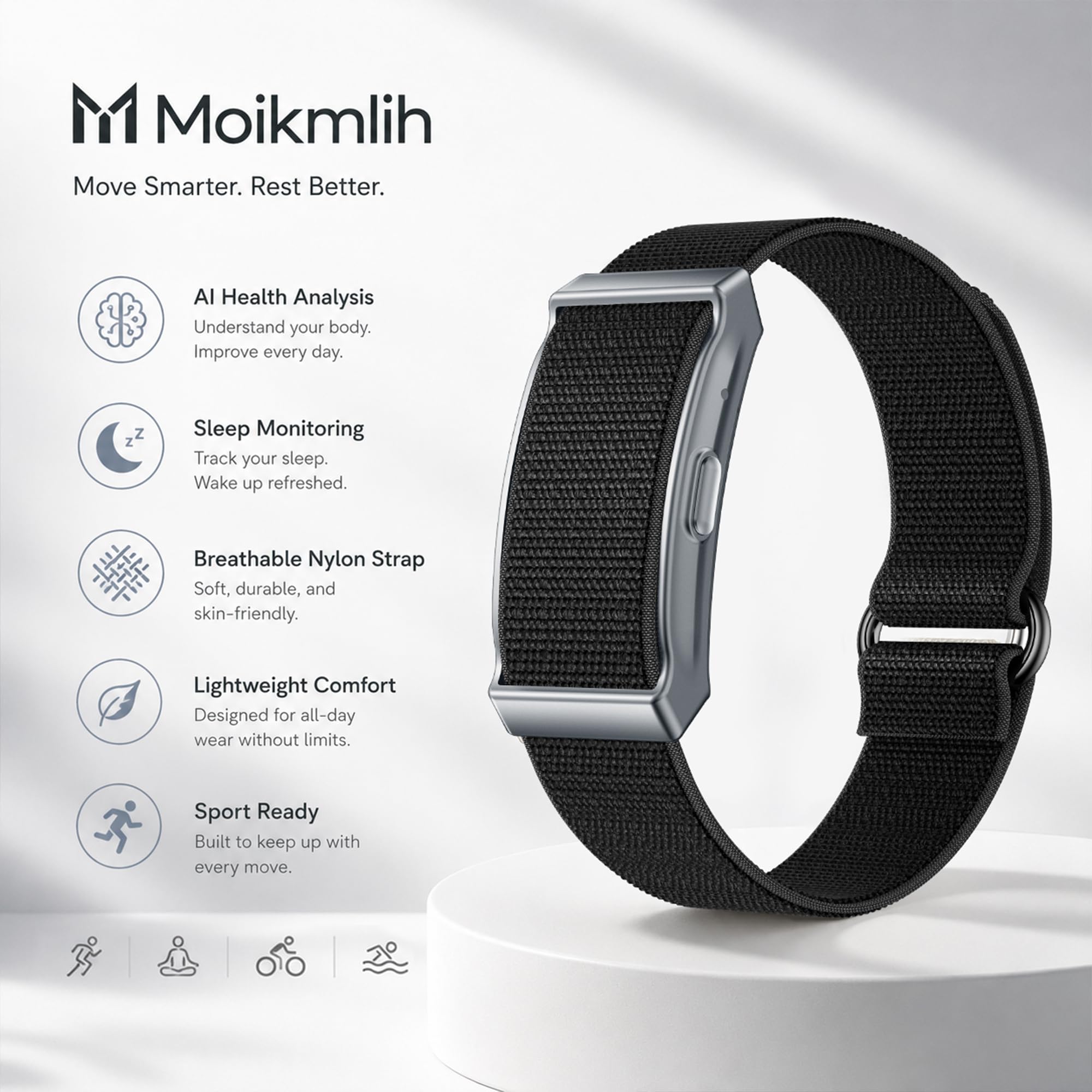 Orologio Fitness con 127 modalità sportive, 45-60 giorni di standby, Monitoraggio Del Sonno Della Frequenza Cardiaca e Dell'attività, Impermeabile 1ATM, Orologio Contapassi tracciamento GPS