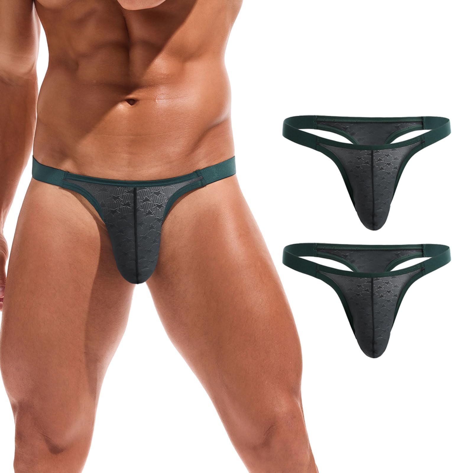 Men's Striped Thong Low Rise Elastic Waistband Underwear