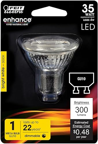 Miniatura 7 de Feit Electric Bombillas LED MR16 GU10 de 4 W con equivalente a 35 W, regulables, bombillas MR16, 22 años de vida útil, 300 lúmenes, luz diurna de