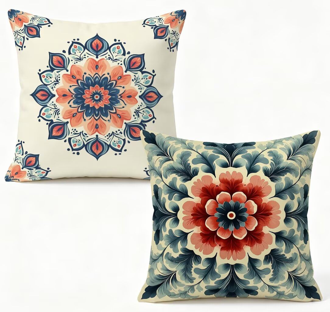 Coussin canapé 70 x 70 lot de 2 avec housse amovible lavable impression double face