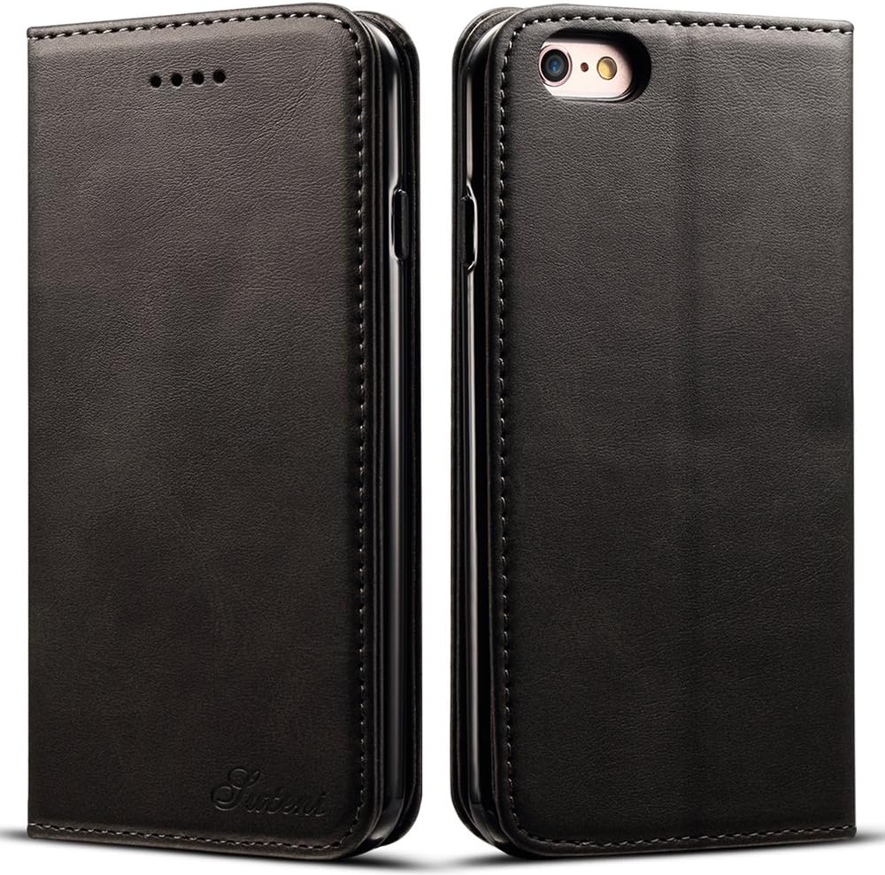Wallet Case Compatible iPhone 6 / iPhone 6s, Flip Premium PU Leather Cover Card Slot Holder with Kickstand for iPhone 6 / iPhone 6s 4.7 inch Black