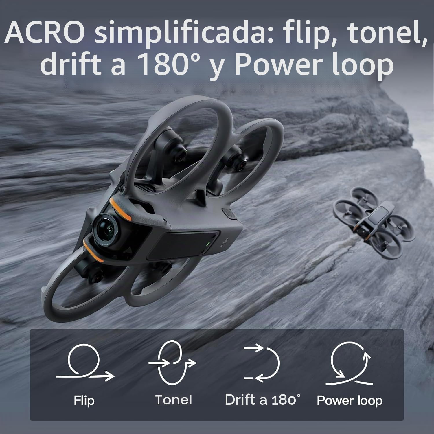 DJI Avata 2 (Solo el dron), dron FPV con cámara 4K, Vuelo inmersivo, Protector de hélices Integrado, Sencillo Flip/Roll, Campo de visión superamplio de 155°, Compatible con RC Motion 3