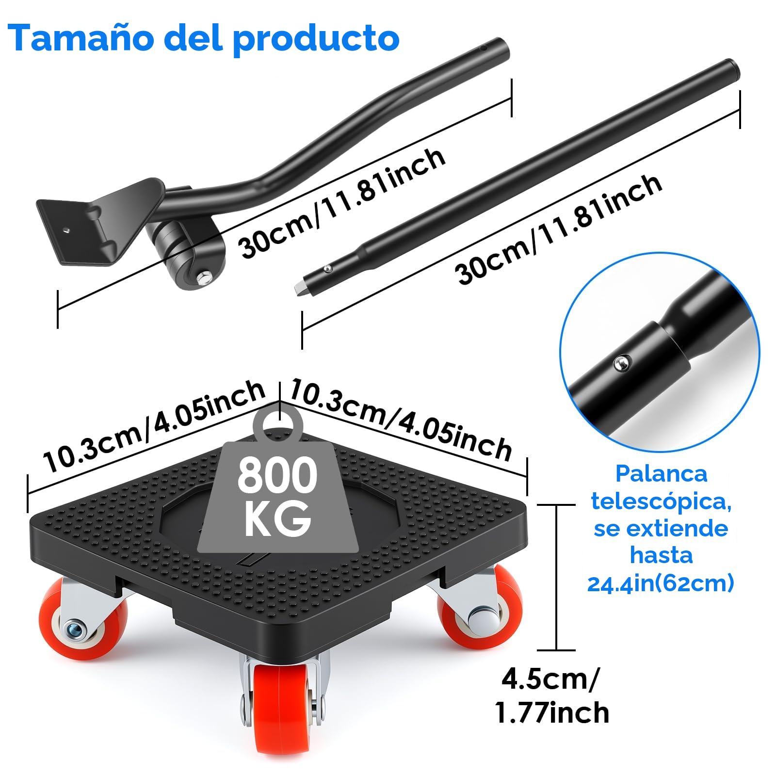 Ruedas para Muebles con Ruedas, Transportador de Muebles 360°Ruedas Giratorias Capacidad de Carga de 800KG Elevador de Muebles para Sofá Lavadora y guardarropas frigoríficos Piano