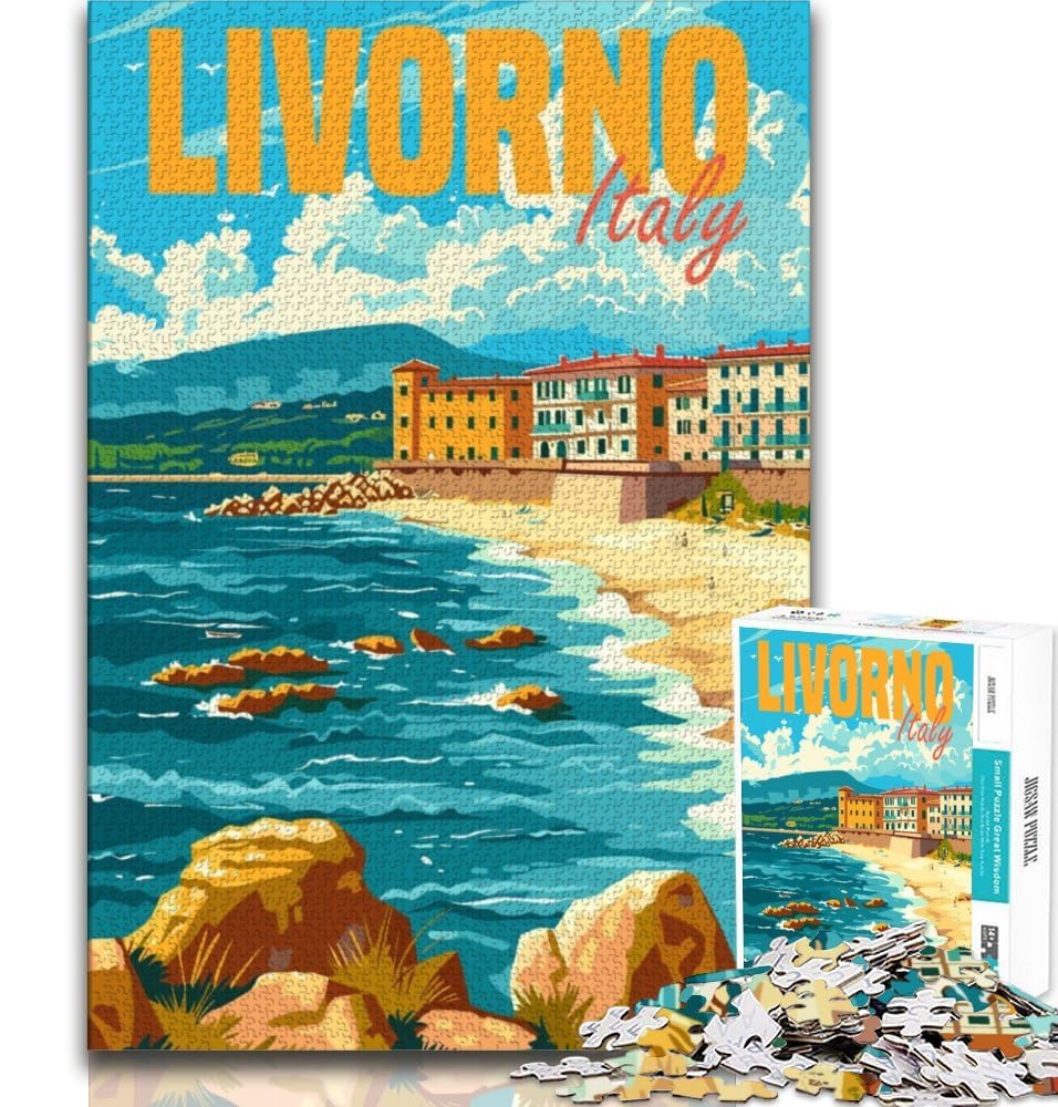 Livorno Italy 1000 Pieces Jigsaw Puzzle For Adults Teens,Family Game Stress Reliever Difficult Challenge Artists Collection,Fine Art 38x26cm