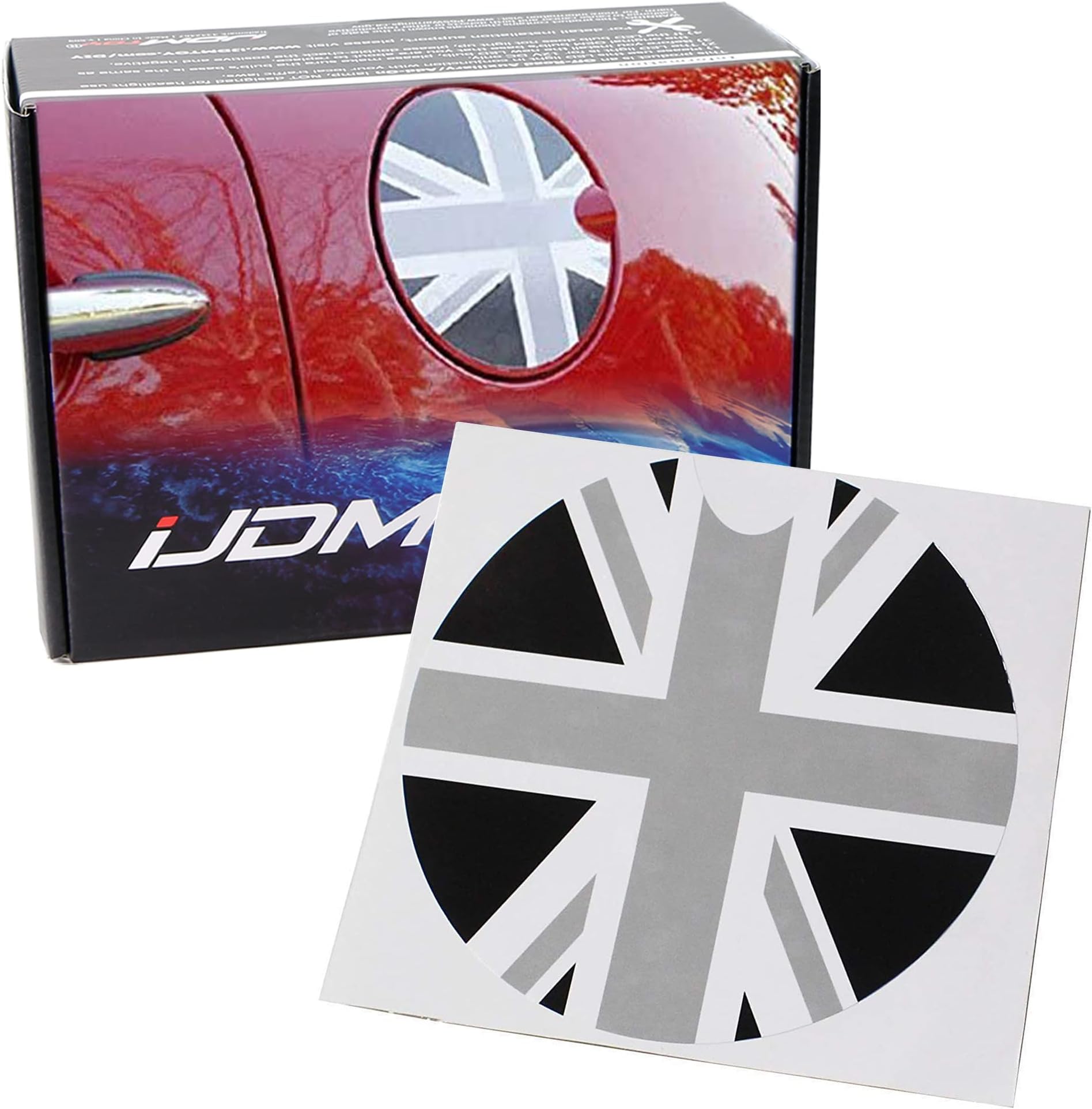 Black/Grey Union Jack UK Flag Pattern Vinyl Sticker Decal Compatible with All MINI Cooper Models Gas Cap Cover