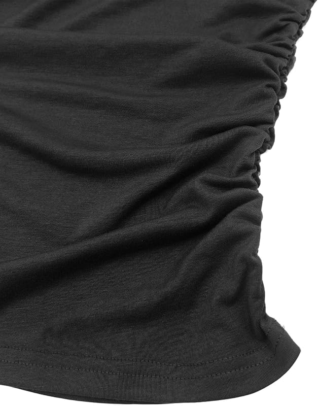 Vivitulip Women’s Twist Straps Sleeveless Summer Tank Tops Casual Ruched Slim Fit Cami Shirt Black image 6