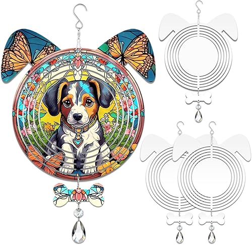 Paquete de 4 hilanderos de viento de sublimación de 8 pulgadas, escultura de viento de metal de aluminio 3D para patio y jardín, adornos artísticos