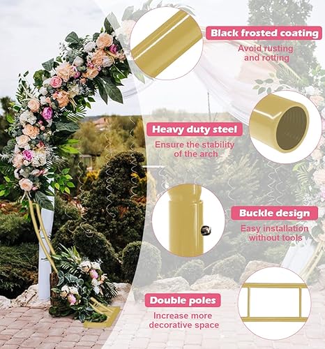 Miniatura 2 de Queension Arco de boda extra grande para ceremonia de 8.5 pies de ancho y 7.4 pies de alto, arcos de globos de metal con base para suministros de