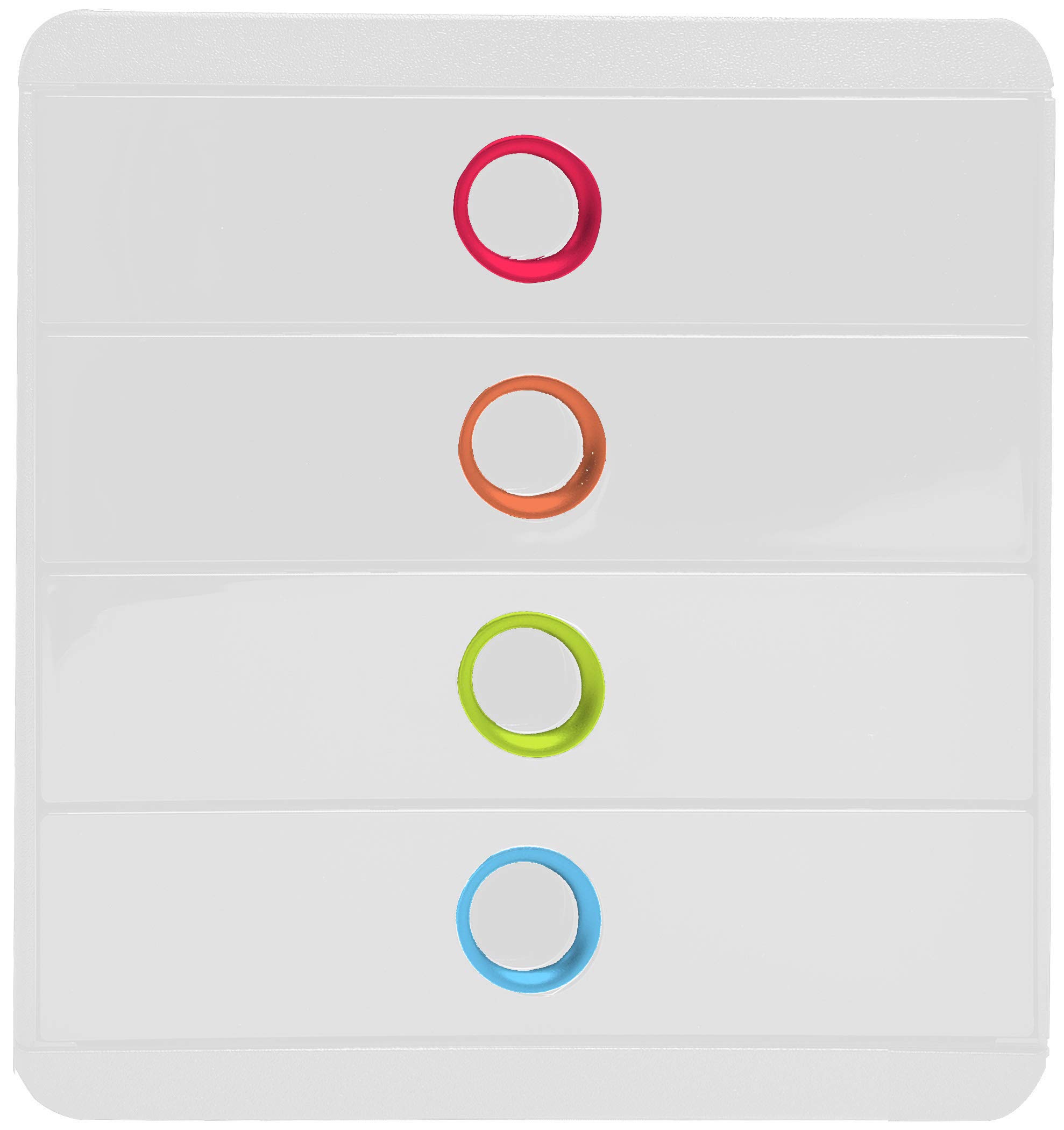 Exacompta 314398D - Módulo individual con 4 cajones para documentos A4+, ultra-rígido, cajones cerrados, con stop de seguridad - 347x278x267 mm - BIG-BOX - POP-BOX - Blanco/multicolor/blanco