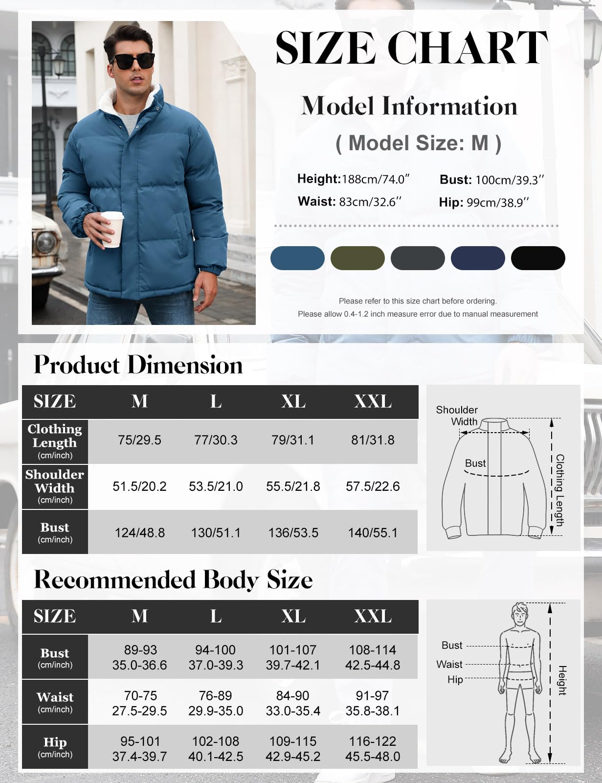 RITOSTA Giubbotto Invernale Uomo Casual Giacca in Pile da Lavoro Termica Jacket Piumino Cappotto Elegante Felpa Imbottita Giaccone Manica Lunga Sport e Tempo Libero con Cerniera