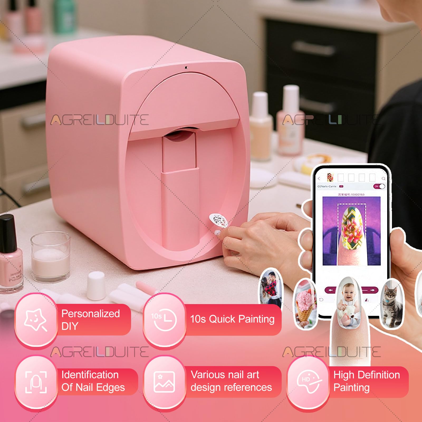 Amazon.com: agreilduite Portable Mobile Nail Printing Machine