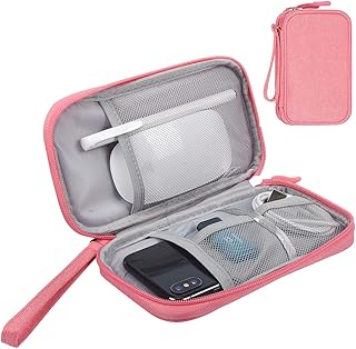 Qinntono Electronics Accessories Organizer Pouch Bag, Universal Travel Digital Accessories Storage Bag for Portable Charger, Cables, Earphone, iPhone, Cord, Customize Inside with Dividers, Pink