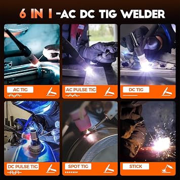 FEIFANKE TIG Welder AC DC 240V 200A Inverter Welding Machine IGBT Pulse Aluminium Welder Machine 7 in 1 ARC Welder with Digital LED Display and WP26 TIG Torch for Stainless Steel Aluminium