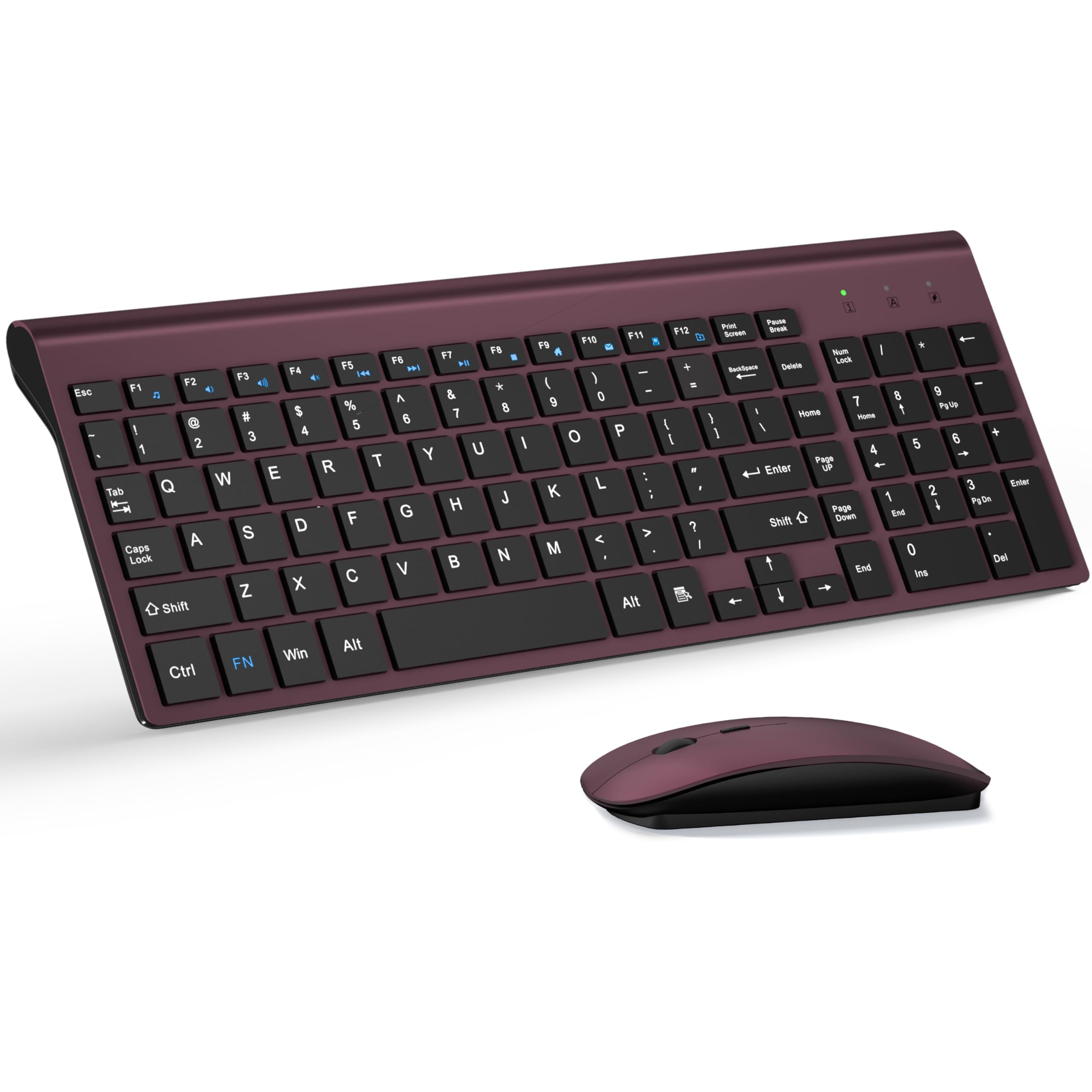 Photo 1 of Wireless Keyboard and Mouse Ultra Slim Combo, TopMate - Wine Black