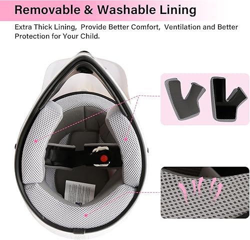 Miniatura 5 de TCMT Casco de motocross para motocross de mariposa rosa juvenil con gafas y guantes, talla M