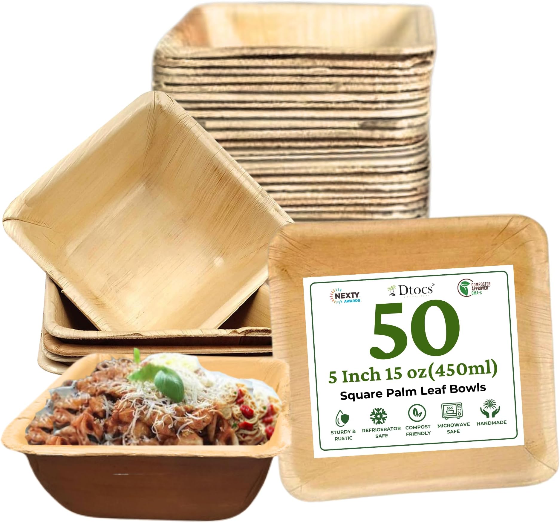 5" Square Palm Leaf Soup Bowl (Pack 50)