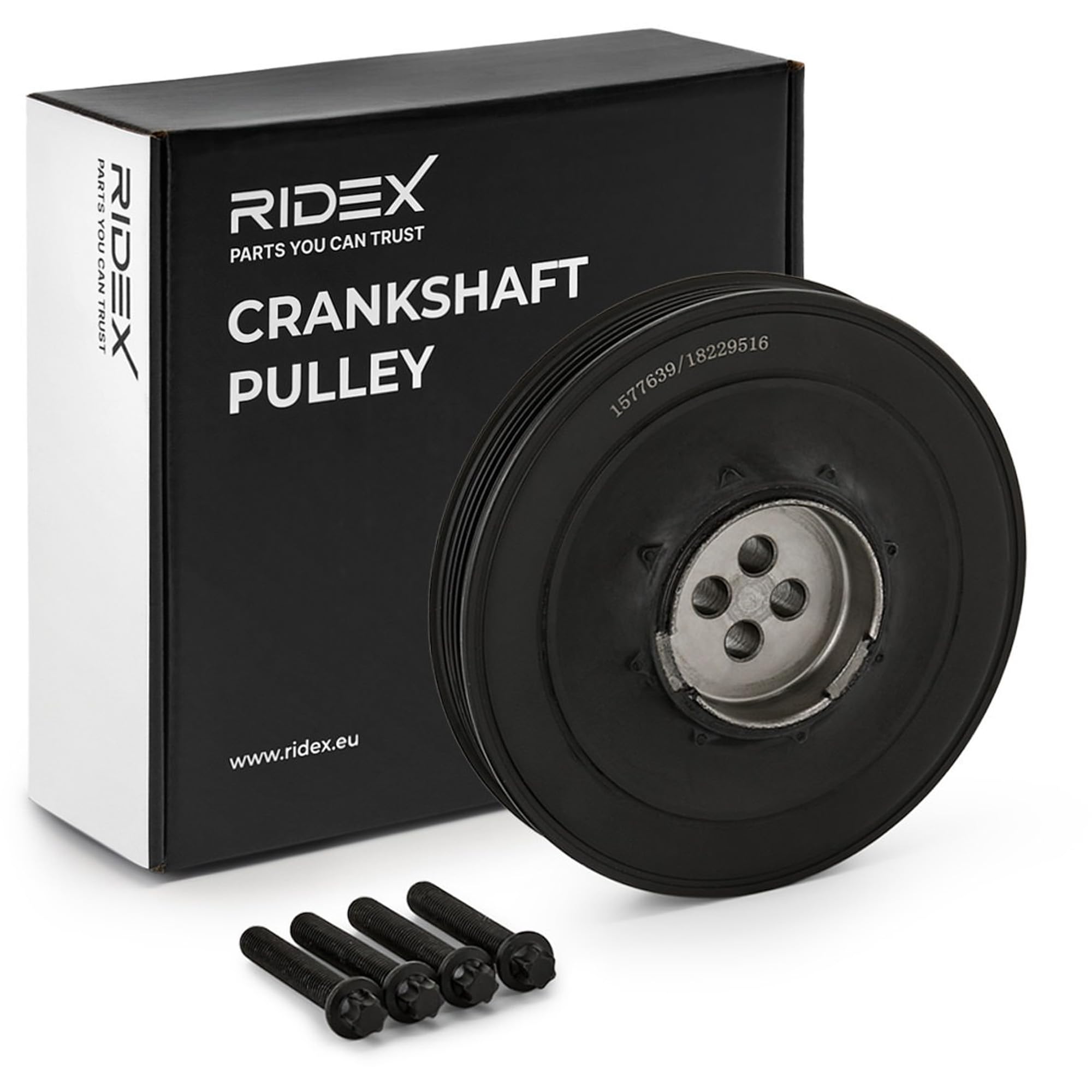 RIDEX 3213B0279 Koło pasowe wał korbowy z akcesoriami z zestawem śrubowym