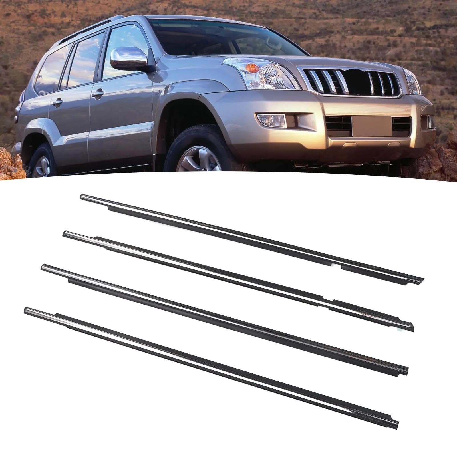 75722 60080 Per Land Cruiser Per Prado Serie 120 Dal 2003 Al 2009 75712 4 Pezzi Guarnizione Per Modanatura Portiera Finestrino Auto Guarnizione Porta