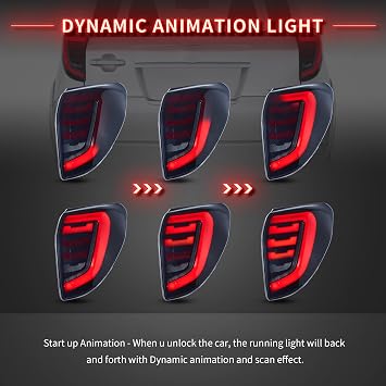 VLAND LED Tail Lights Compatible With RAV4 2006-2012 [base, Sport,Limited,Stdrd,LTD], with Startup animation & Sequential Turn Light