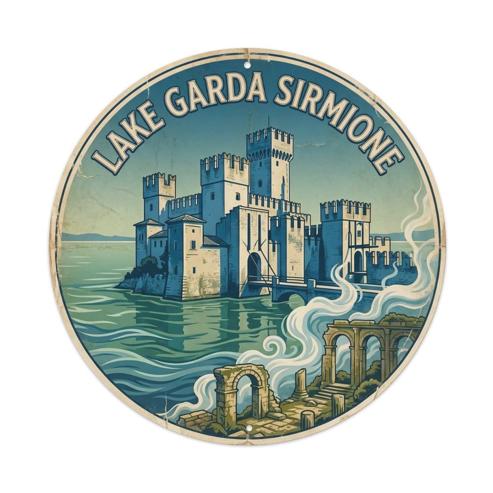 Lake Garda Italy Landmark Travel Sirmione Vintage Metal Tin Sign