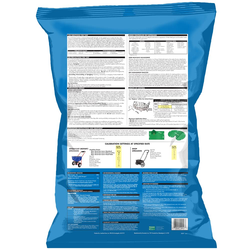 Jonathan Green (10457) Green-Up Lawn Food with Crabgrass Preventer - 20-0-3 Grass Fertilizer & Crabgrass Killer (15,000 Sq. Ft.)