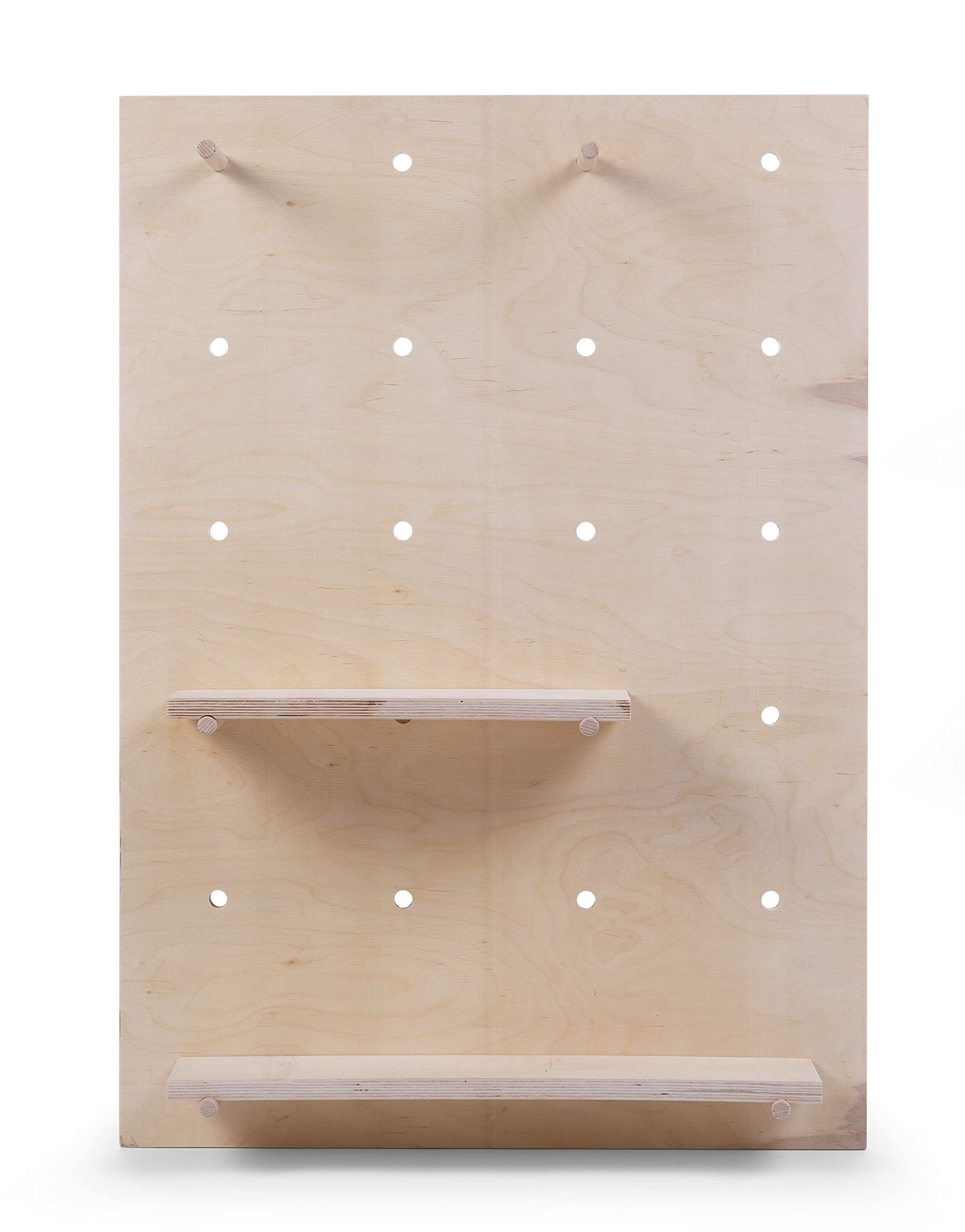 Étagère murale perforée en bois naturel de 92 x 65 x 15 cm
