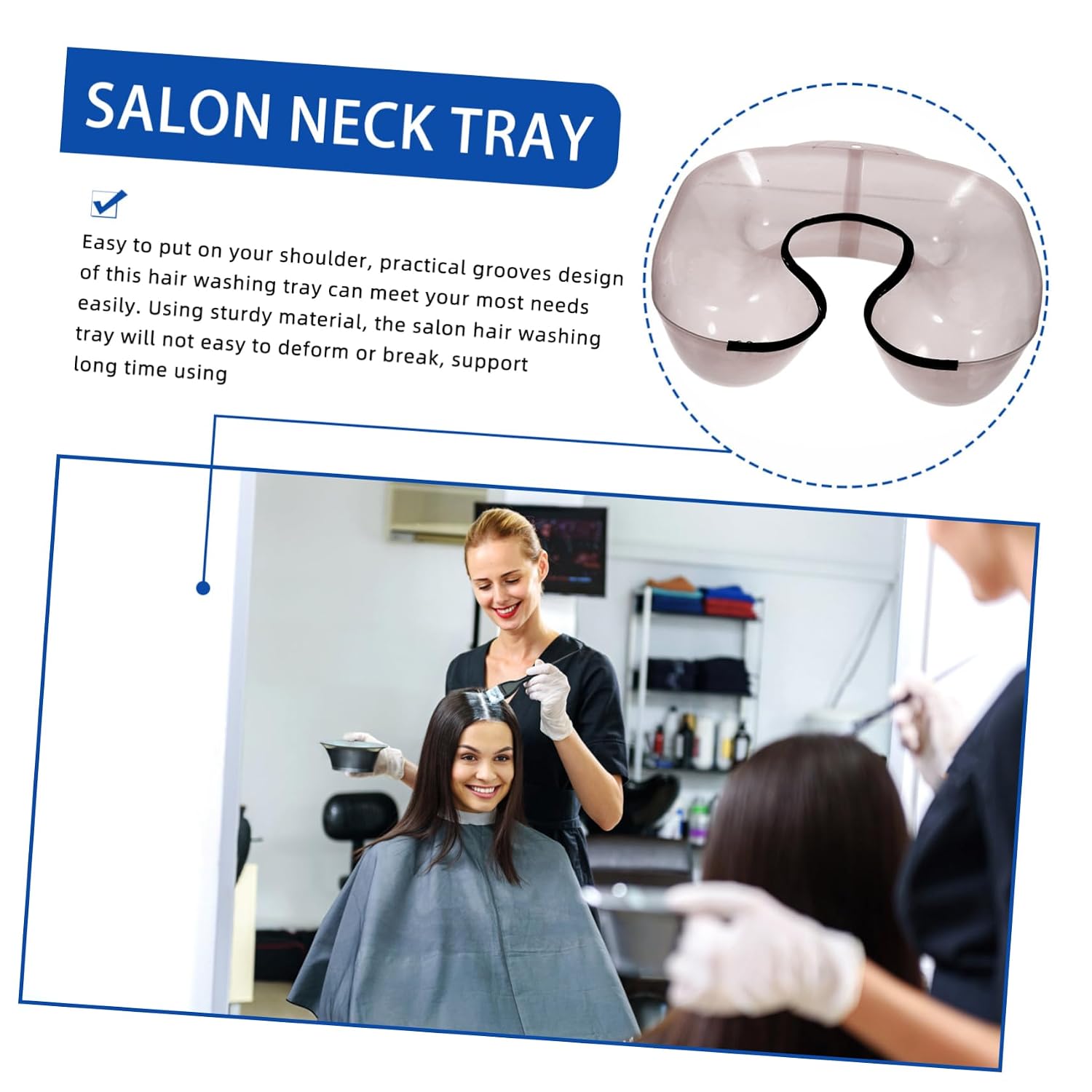 Outanaya Hair Stylist's Perm Solution Tray Hair Color Neck Support Home Salon Use Lightweight Portable