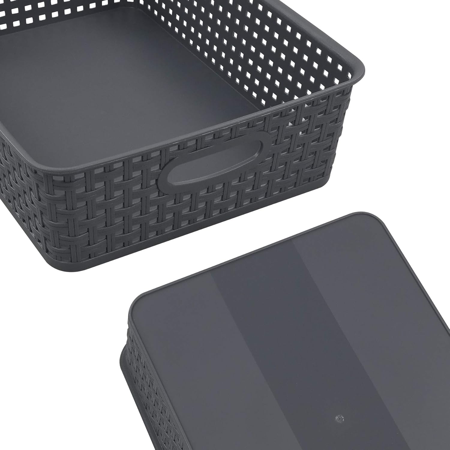 Idotry 4 Packs Plastic Paper Storage Basket, Gray