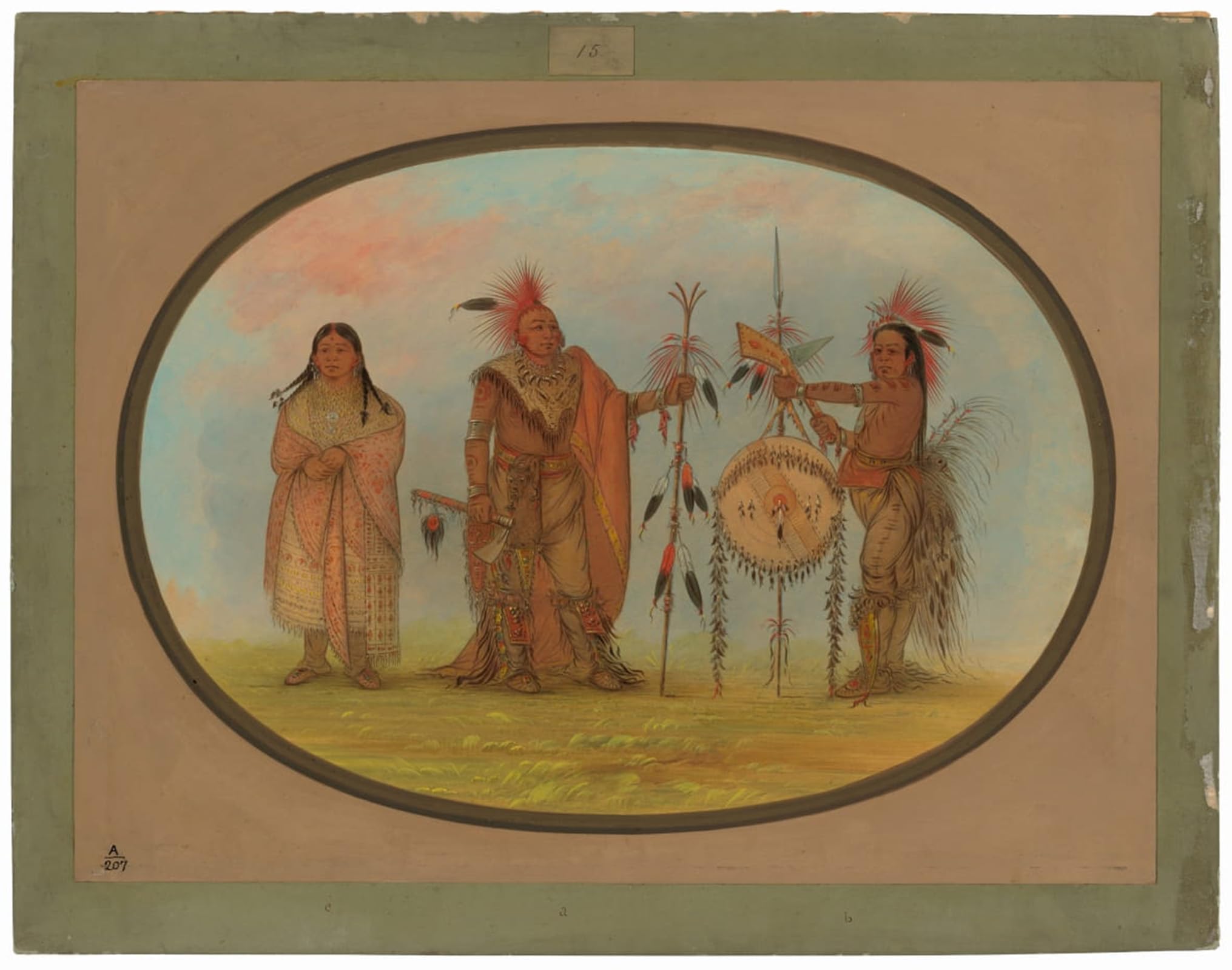 ARTXLXXBN Famous Art Print Poster Vintage Wall Art Two Saukie Chiefs and a Woman by George Catlin Canvas Art Poster for Home Decor 60x90cm