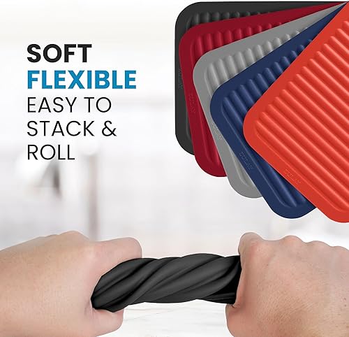 Miniatura 6 de Zulay Kitchen Paquete de 2 salvamanteles de silicona de 9 x 12 pulgadas para ollas y sartenes calientes, resistentes al calor, antideslizantes,