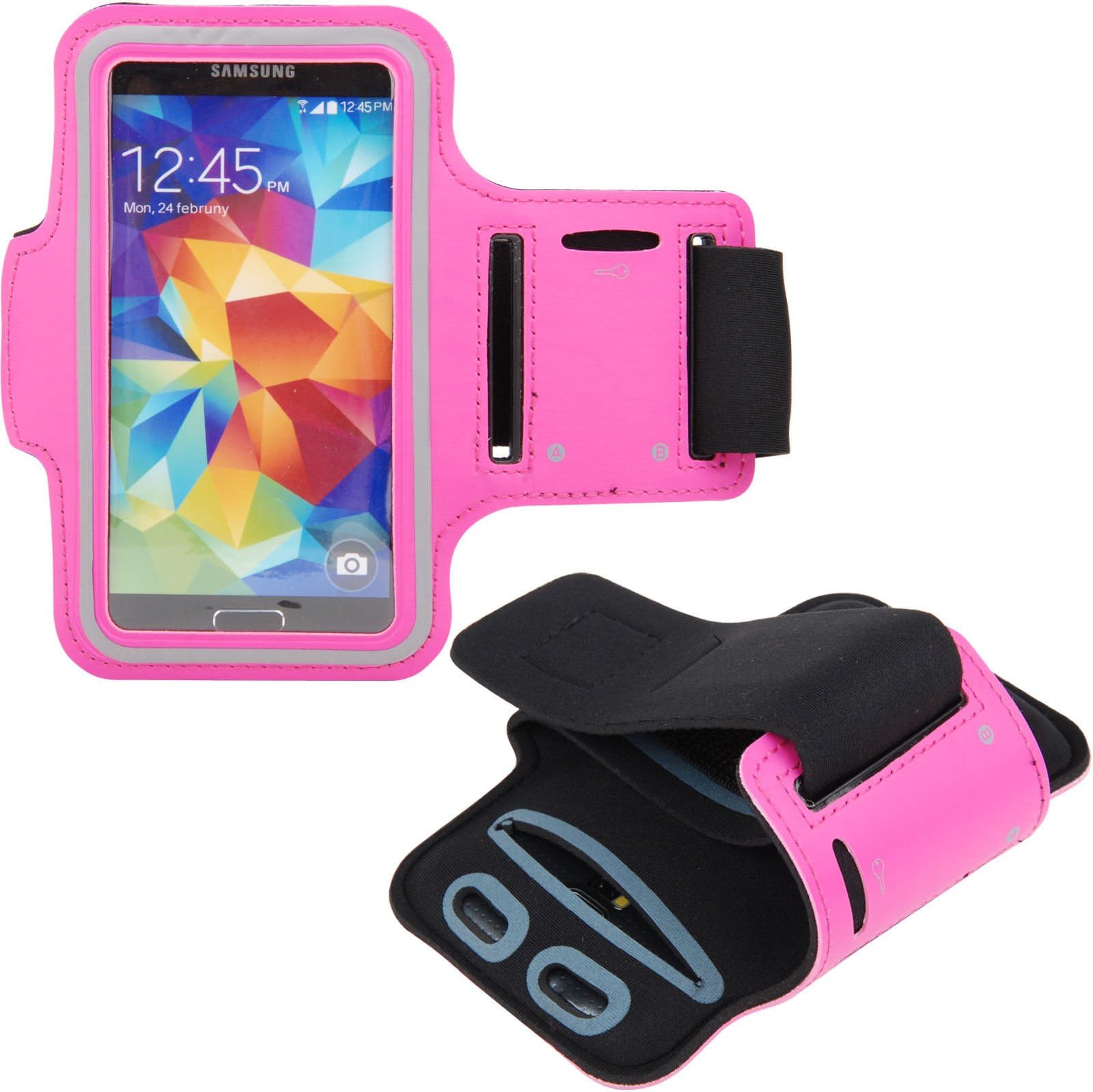 iBee Daily Life Series Pink Armband for Samsung Galaxy S4, Sports Gym Bike Cycle Jogging Armband with Key Pocket