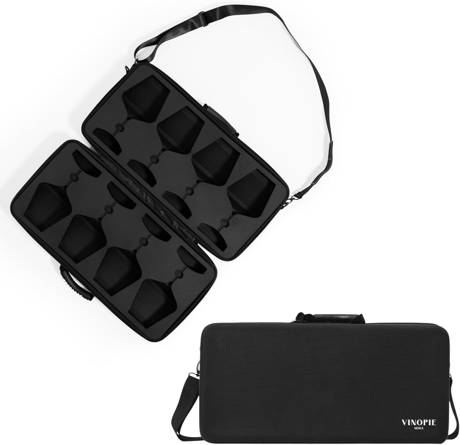 Woven Hardshell 4pcs Wine Glass Case for Zalto (Glasses Not Included) - Protective Stemware Storage Case with Precision-Fit EVA Foam Insert, Portable Carrier for 4 Crystal Glasses