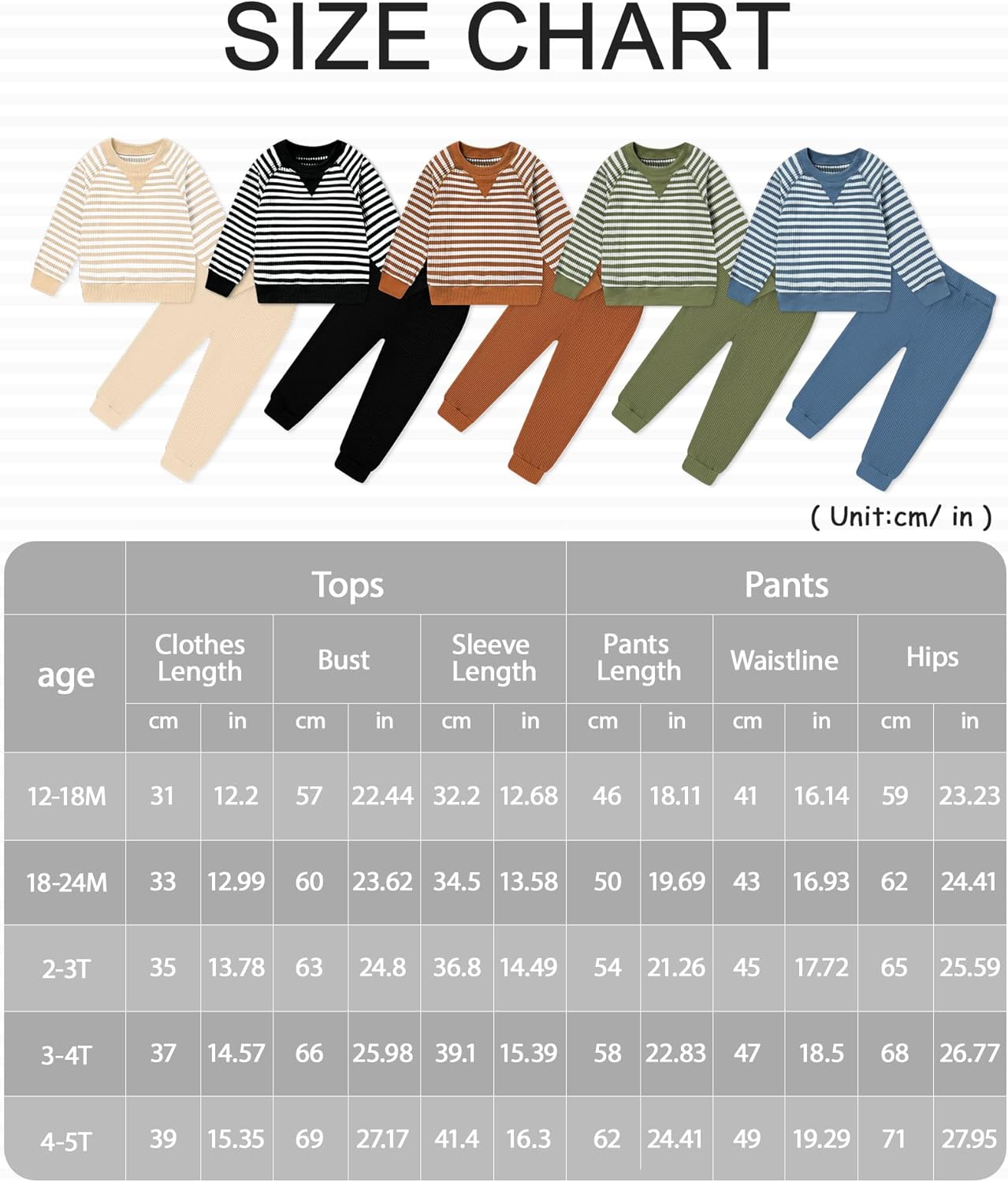 YALLET Toddler Boys Girls Fall Clothes 2Pcs Striped Sweatshirt Pullover Tops with Pants Unisex Baby Outfit Set 1-5 Years - Image 7
