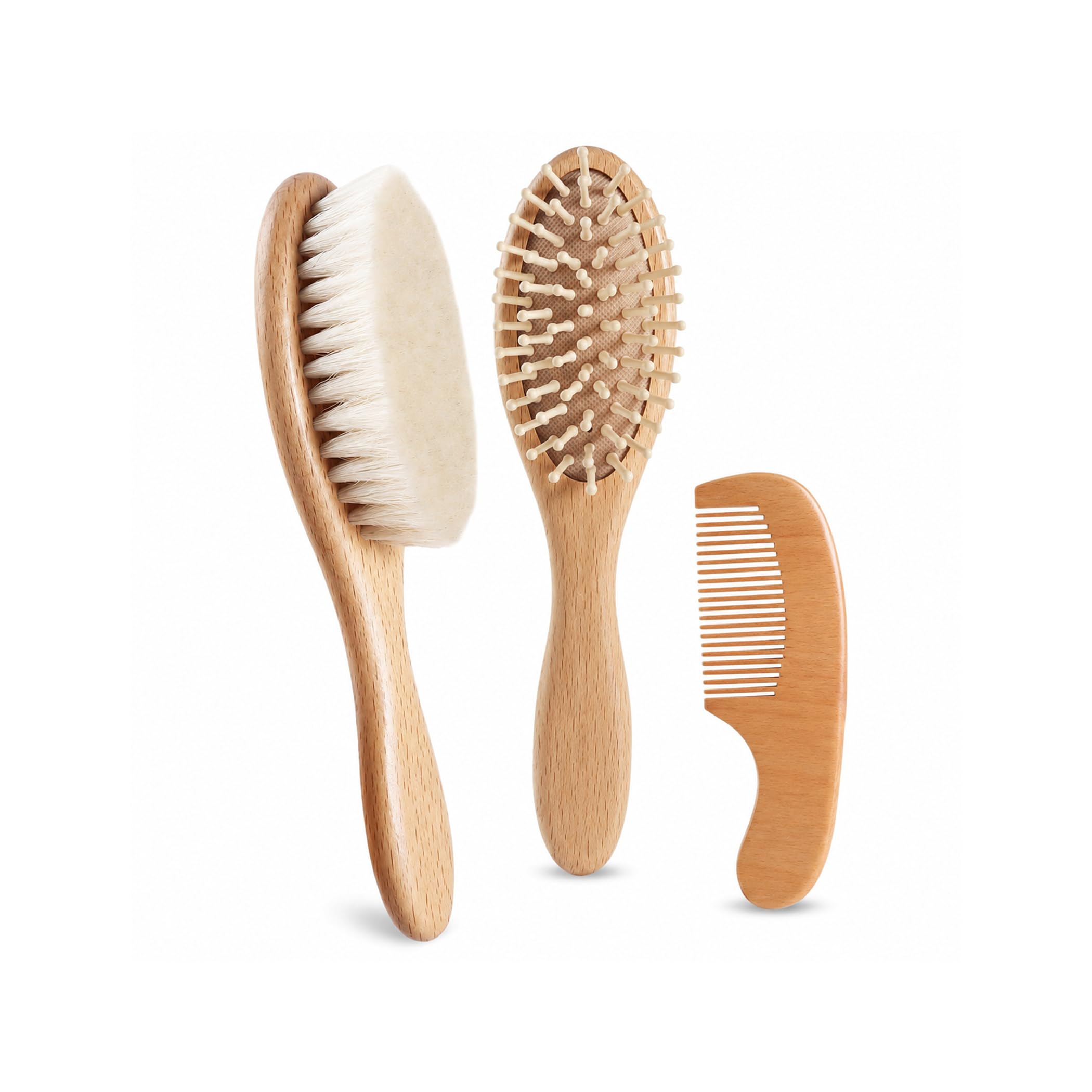 Wooden Baby Hair Brush Set for Newborns, Toddler Comb (Regular) | Soft Goat Bristle, Baby Brush and Comb Set, Infant Grooming Kit, Cradle Cap Care, Durable & Gentle, Boy, Girl Bath Essential-image-28