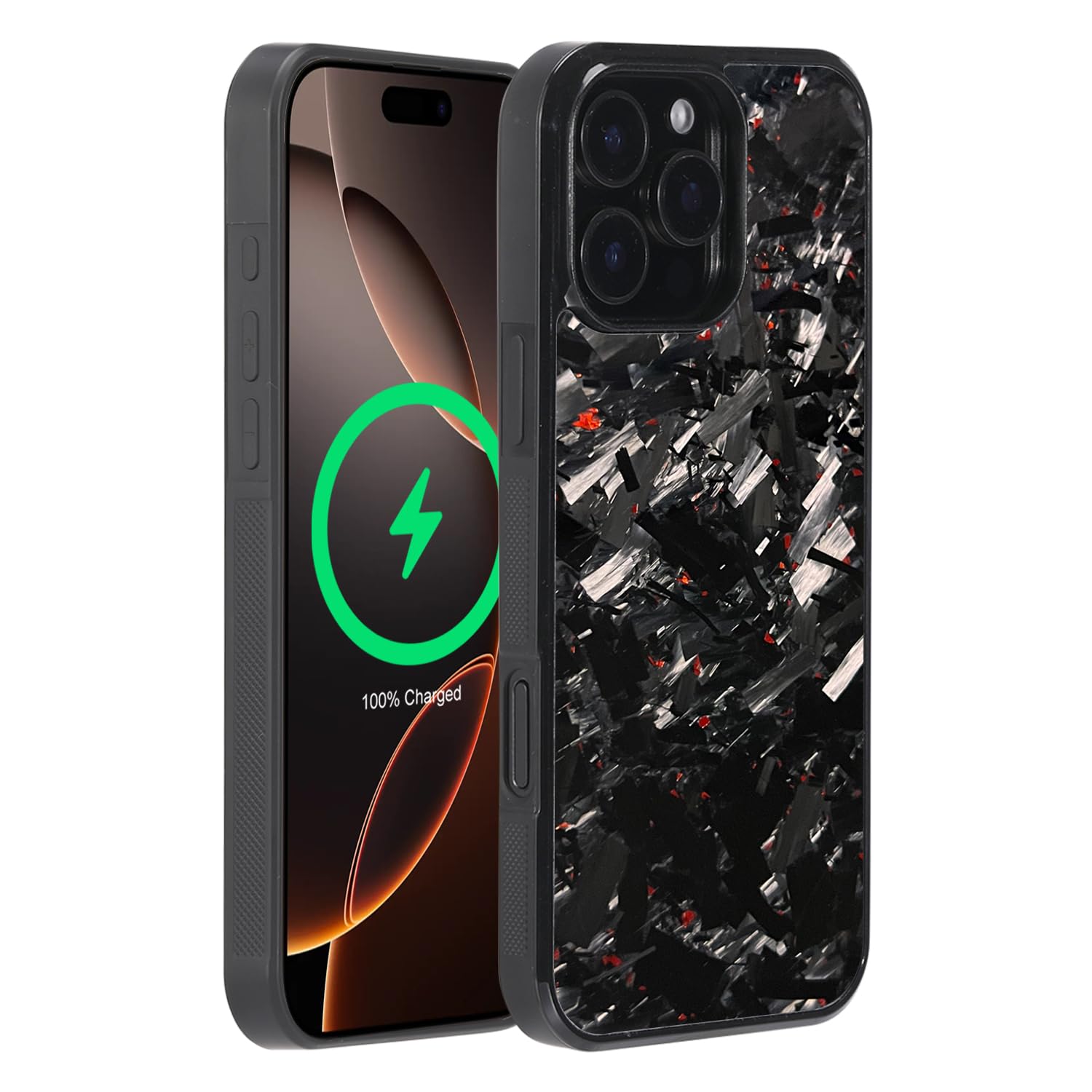 molzar Grip Series for iPhone 16 Pro Max Case with Real Forged Carbon Fiber, Grippy Edges Design, Built-in Magnets, Compatible with MagSafe Chargers